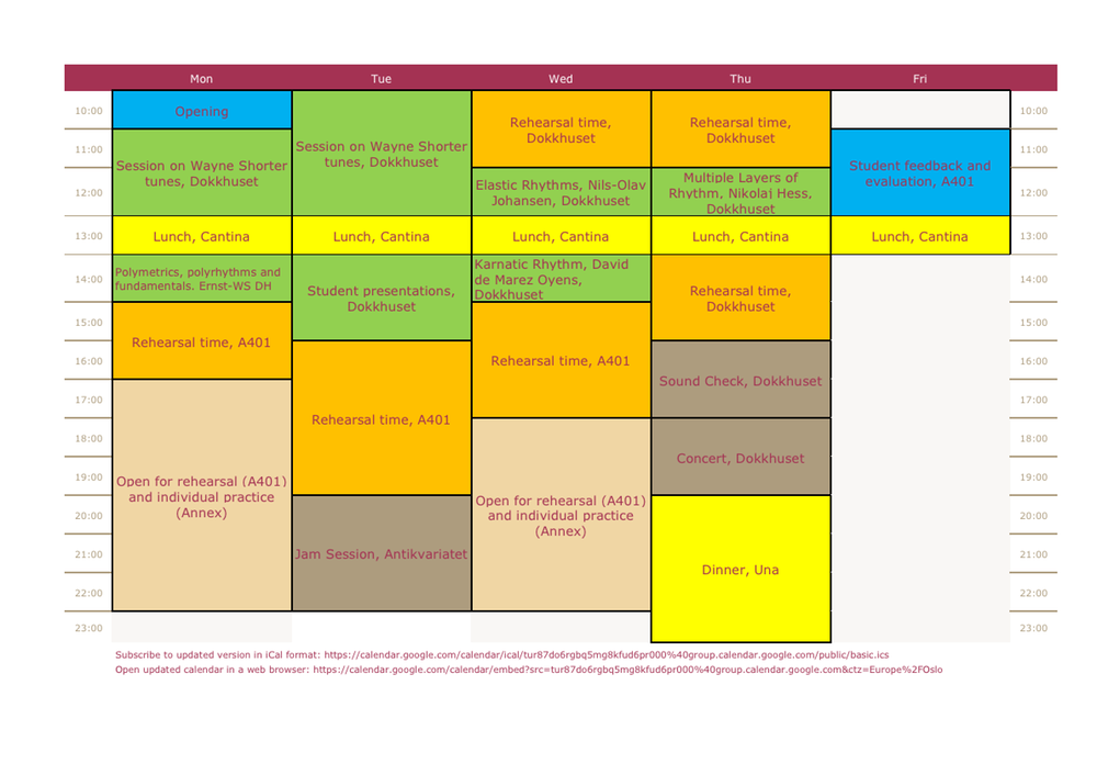 SCHEDULE EUJAM